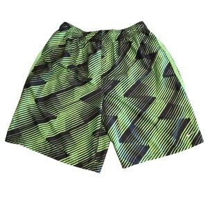 Nike Swim Trunks Green Black Striped Board Shorts Mesh Liner Kids Boys Large